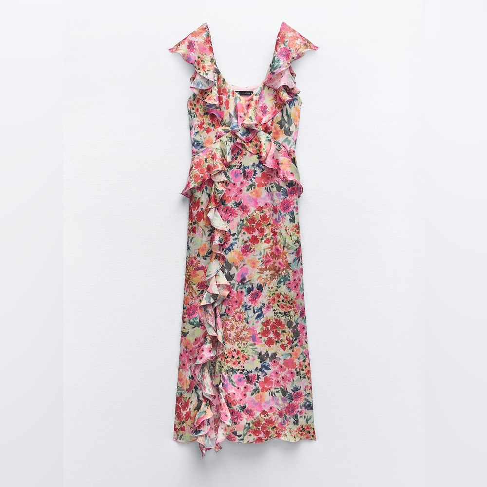 FLORAL PRINT RUFFLED DRESS